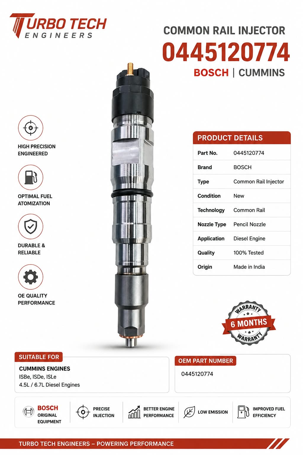 Bosch Common Rail Injector 0445120774 – Cummins