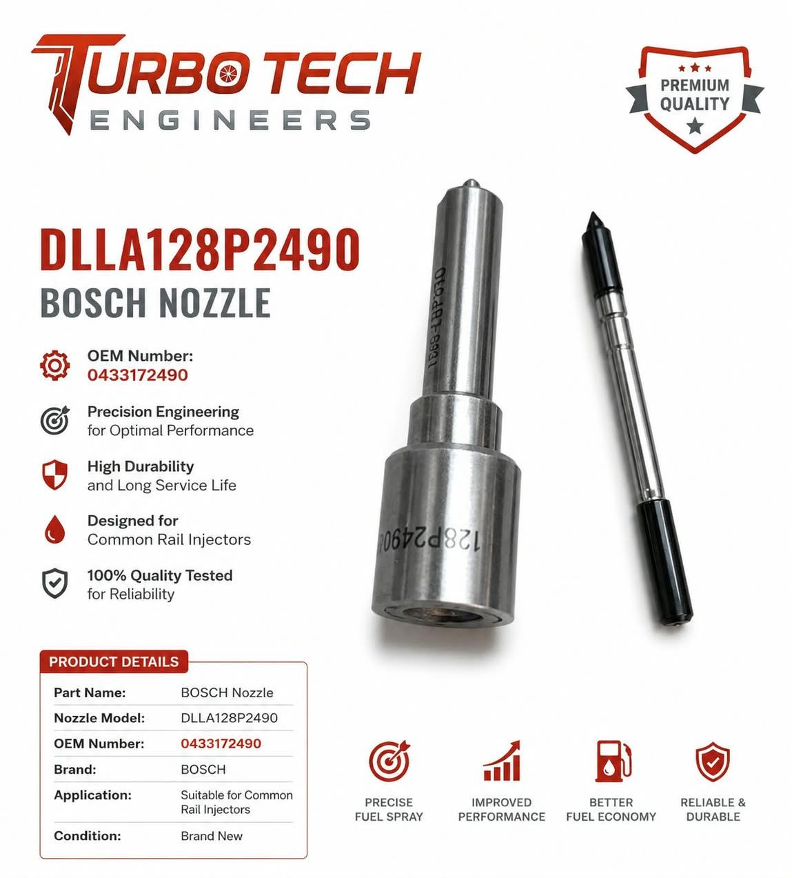 Bosch Diesel Injector Nozzle DLLA128P2490