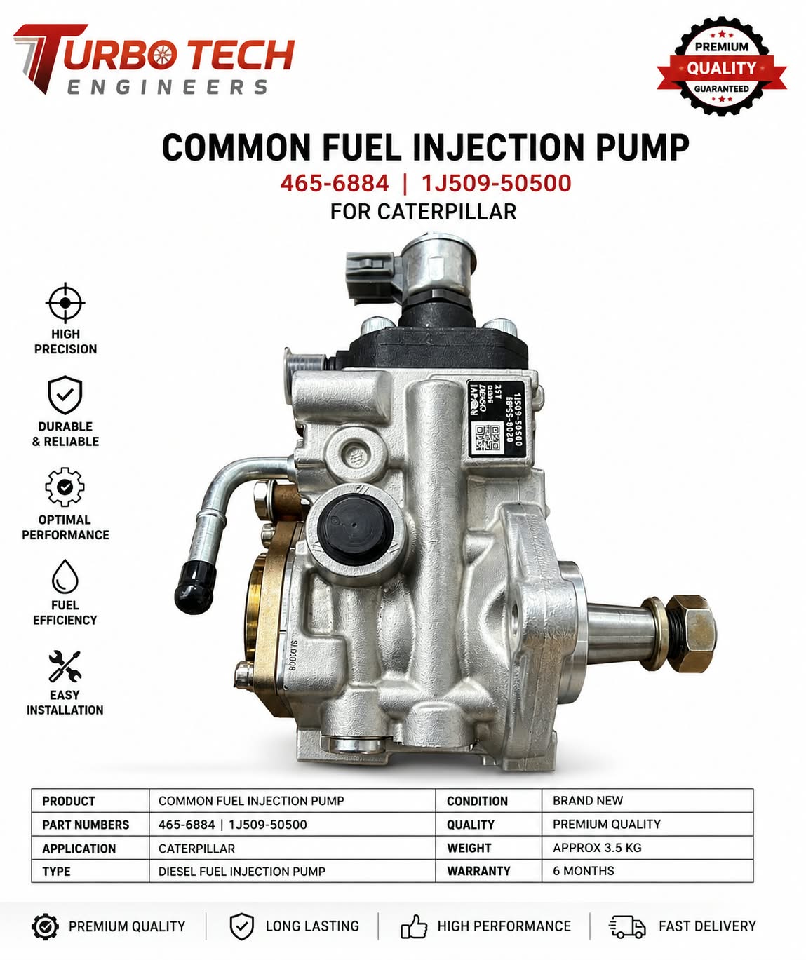 Caterpillar Common Fuel Injection Pump 465-6884 / 1J509-50500