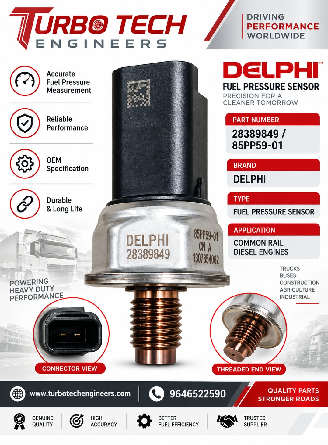 Delphi TVS Fuel Pressure Sensor 28389849 – 85PP59-01