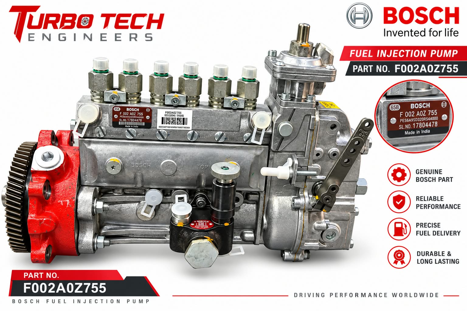 Bosch Fuel Injection Pump F002A0Z755 – Ashok Leyland