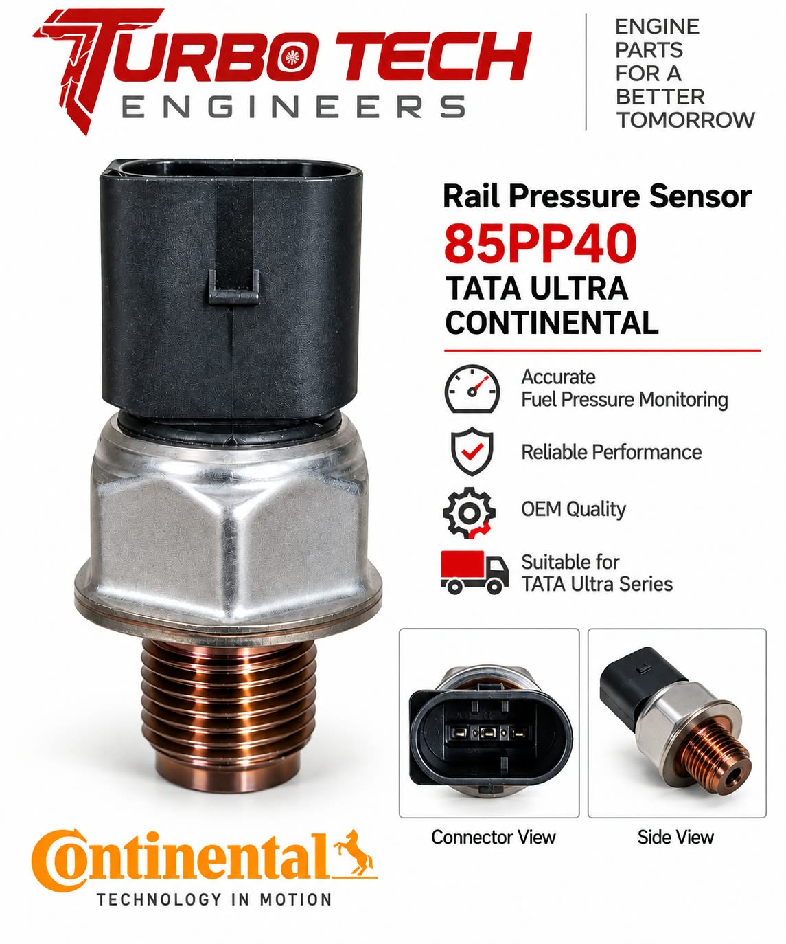 Continental Rail Pressure Sensor 85PP40-02 – Tata Ultra