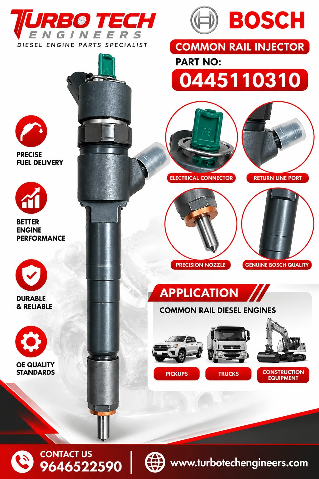 Bosch Common Rail Fuel Injector 0445110310 – Mahindra
