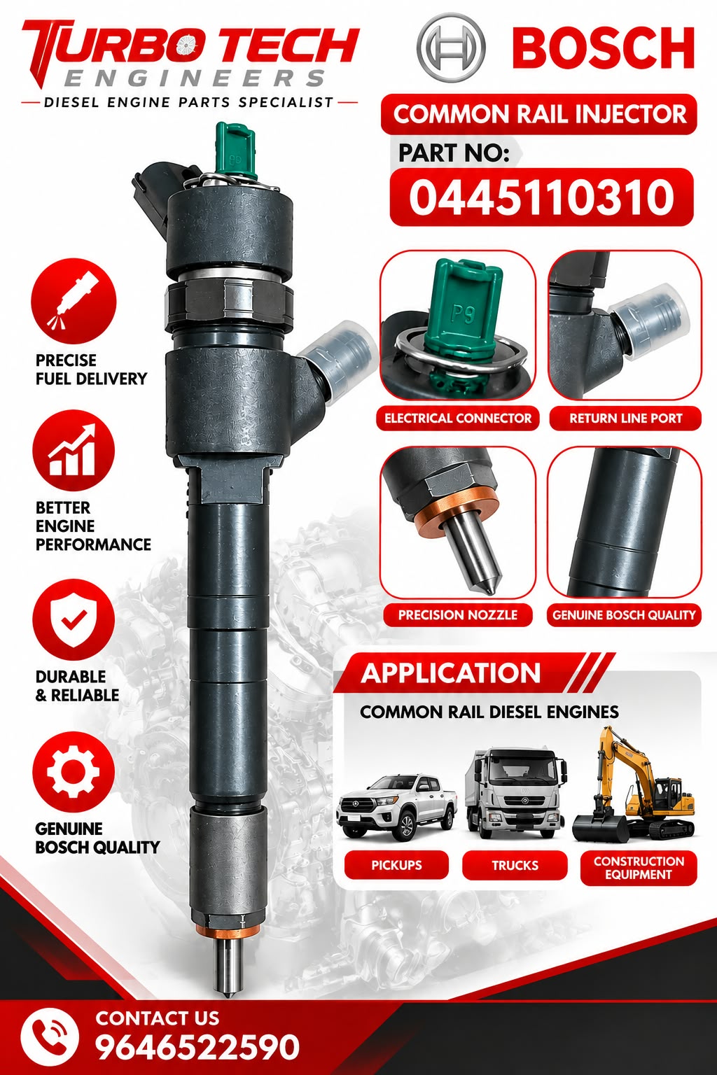 Bosch Common Rail Fuel Injector 0445110310 – Mahindra