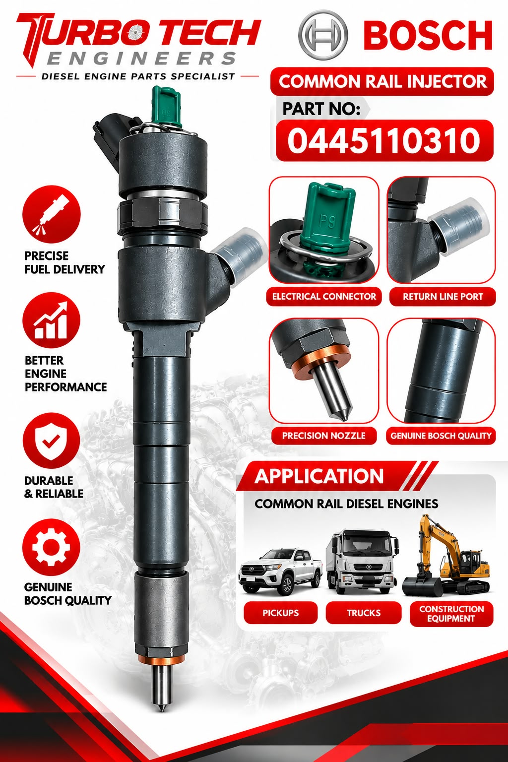 Bosch Common Rail Fuel Injector 0445110310 – Mahindra