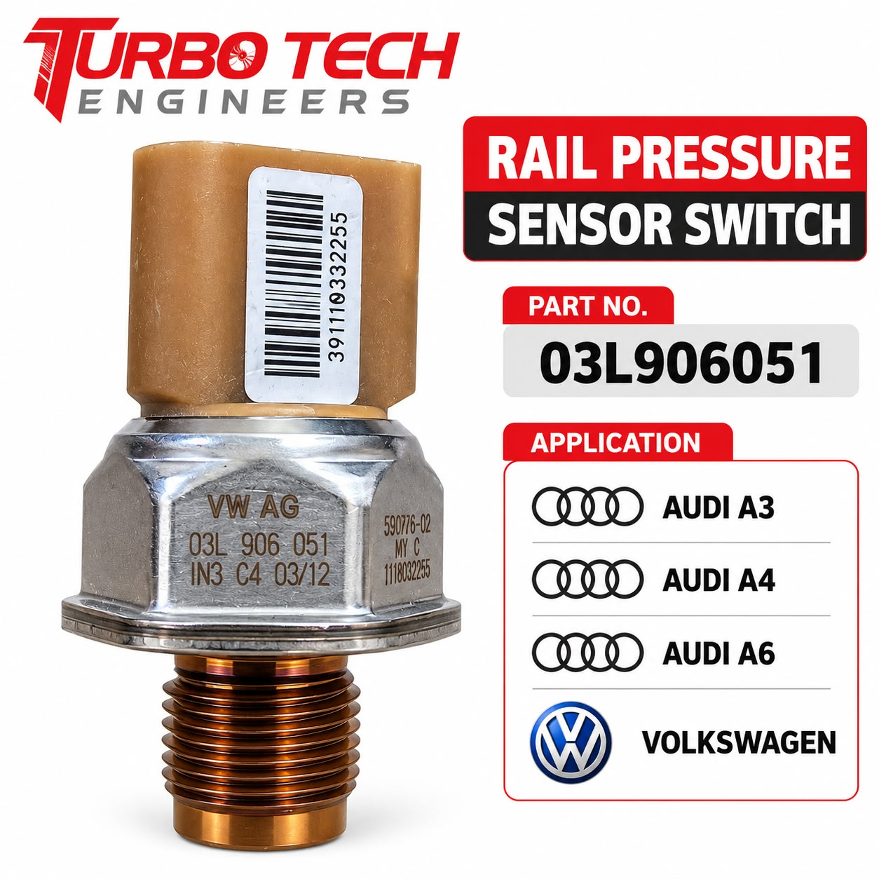 VAG Common Rail Fuel Pressure Sensor 03L906051 – Audi / Volkswagen