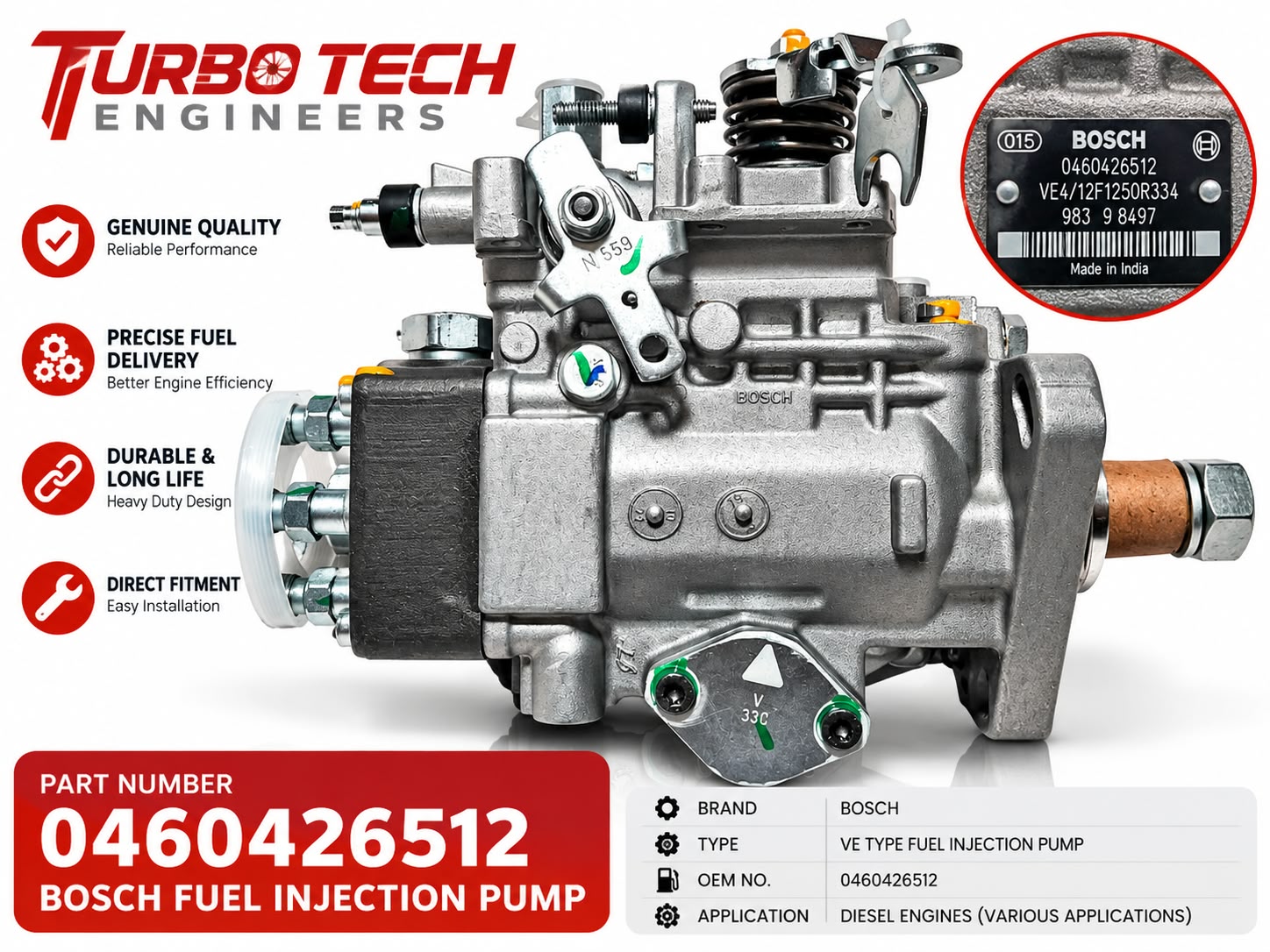 Bosch VE Fuel Injection Pump 0460426512