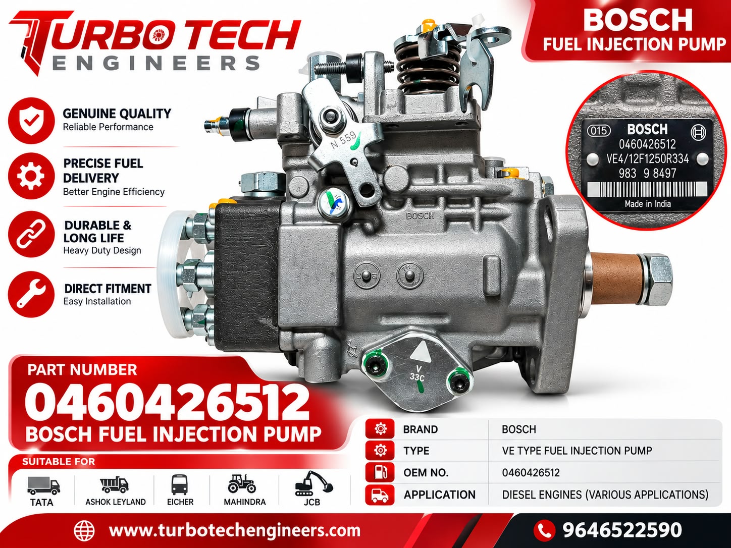 Bosch VE Fuel Injection Pump 0460426512