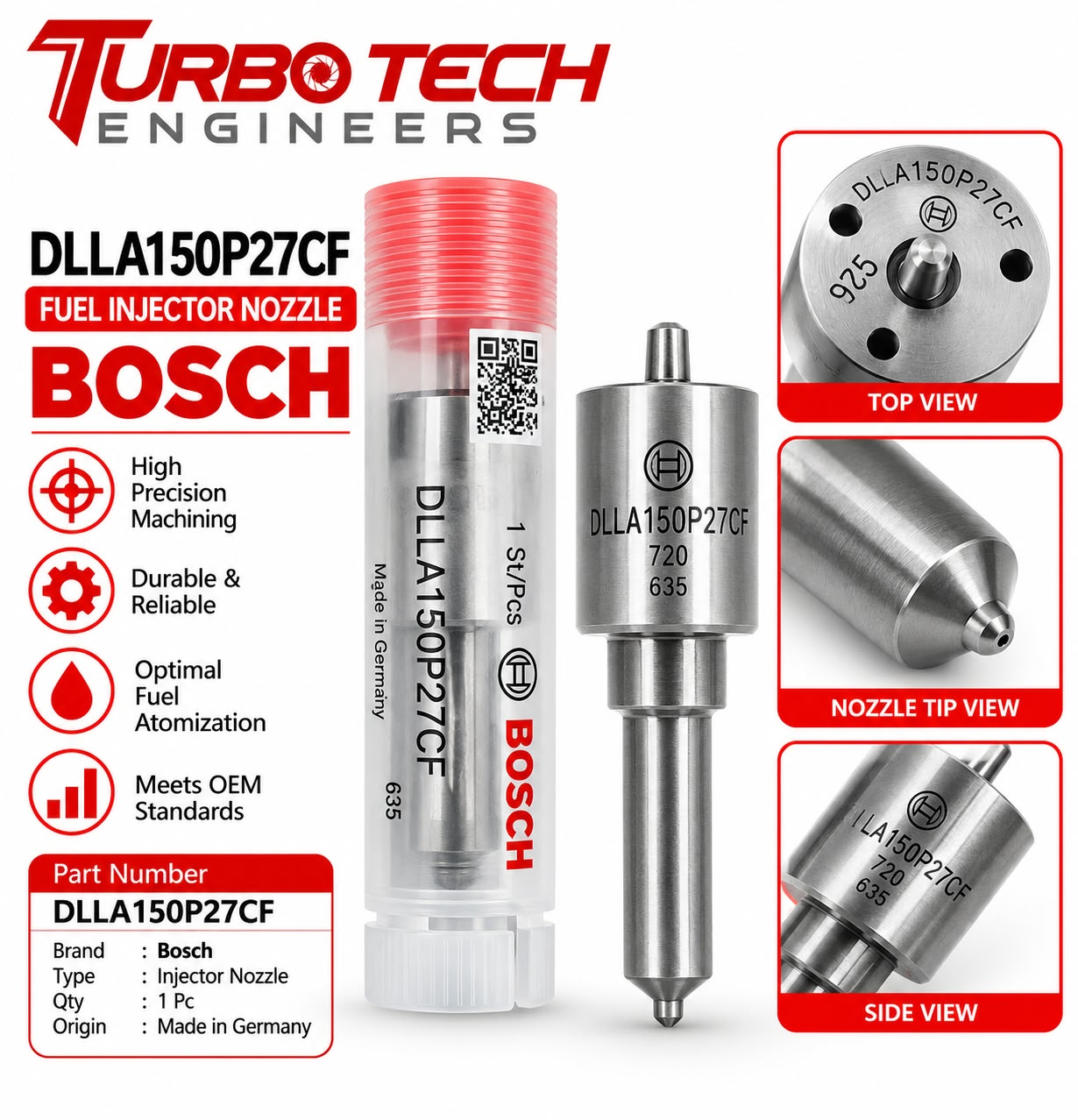 Bosch Fuel Injector Nozzle DLLA150P27CF