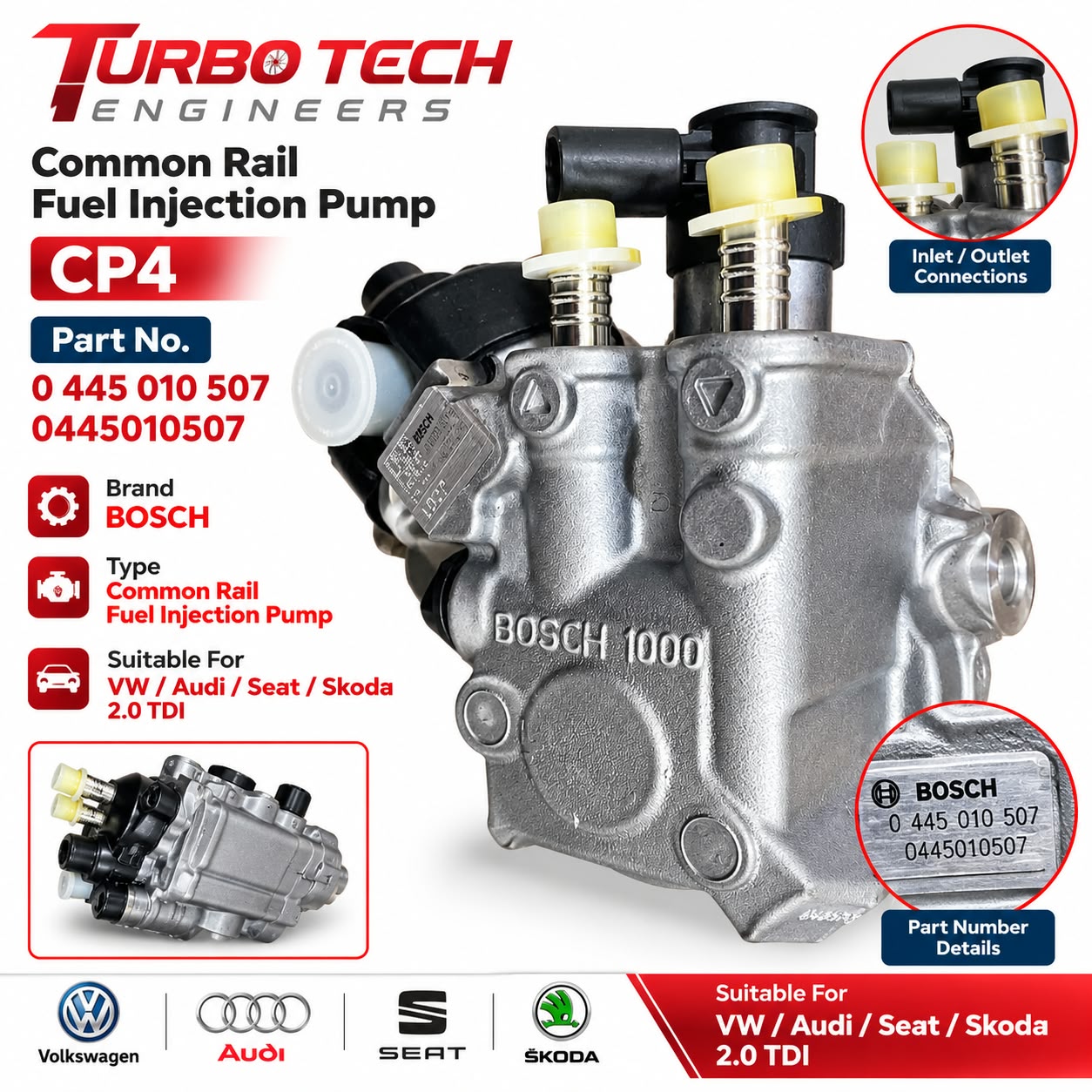 Bosch CP4 Common Rail Fuel Injection Pump 0445010507