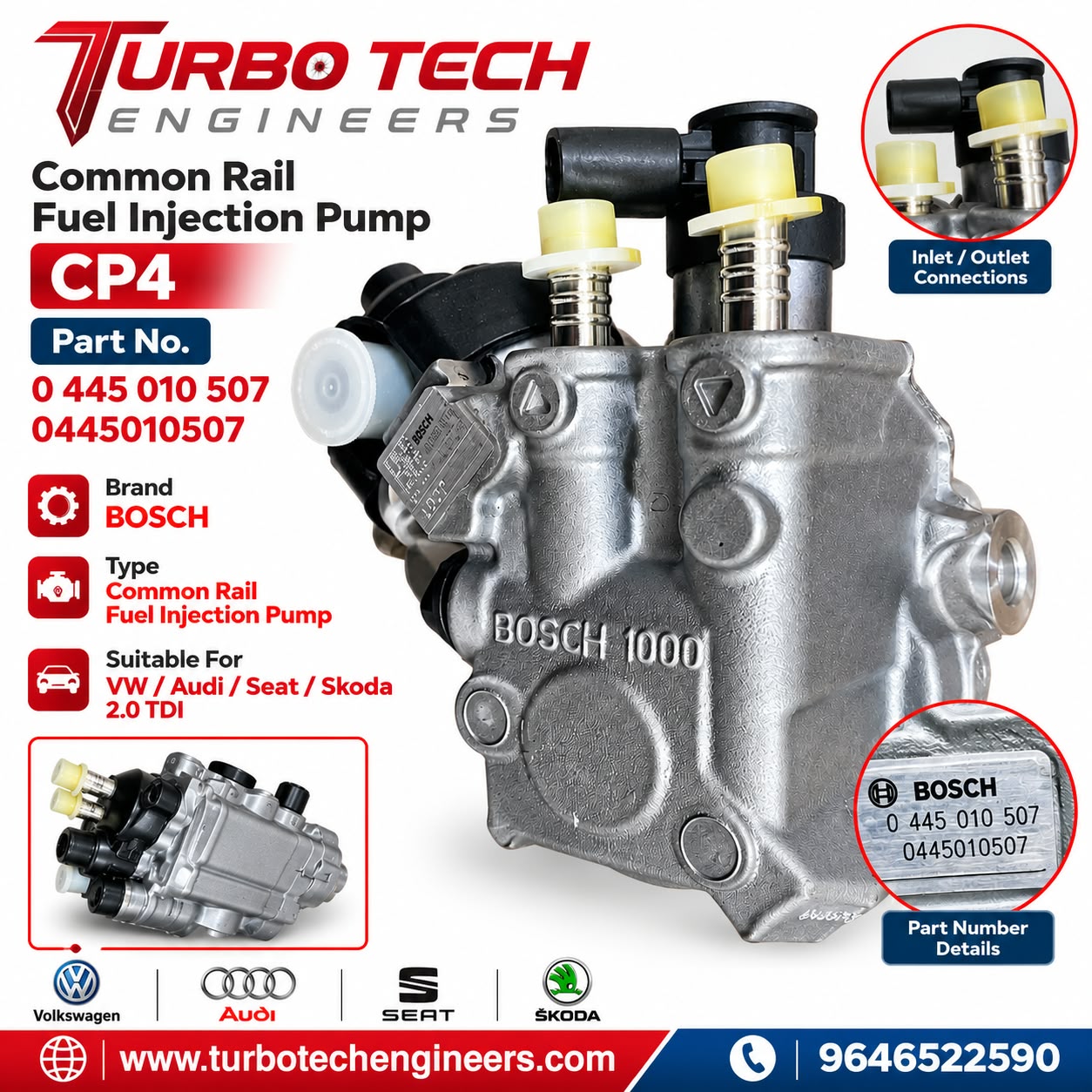 Bosch CP4 Common Rail Fuel Injection Pump 0445010507