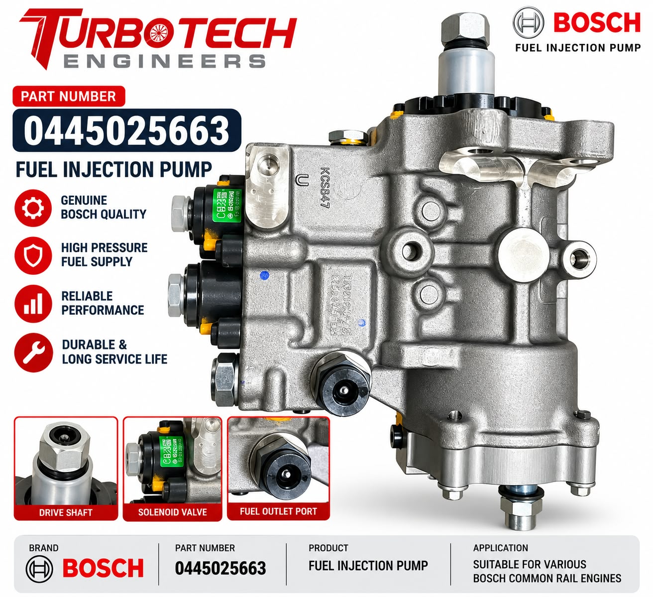 Bosch Common Rail Fuel Injection Pump 0445025663 – Ashok Leyland BS6