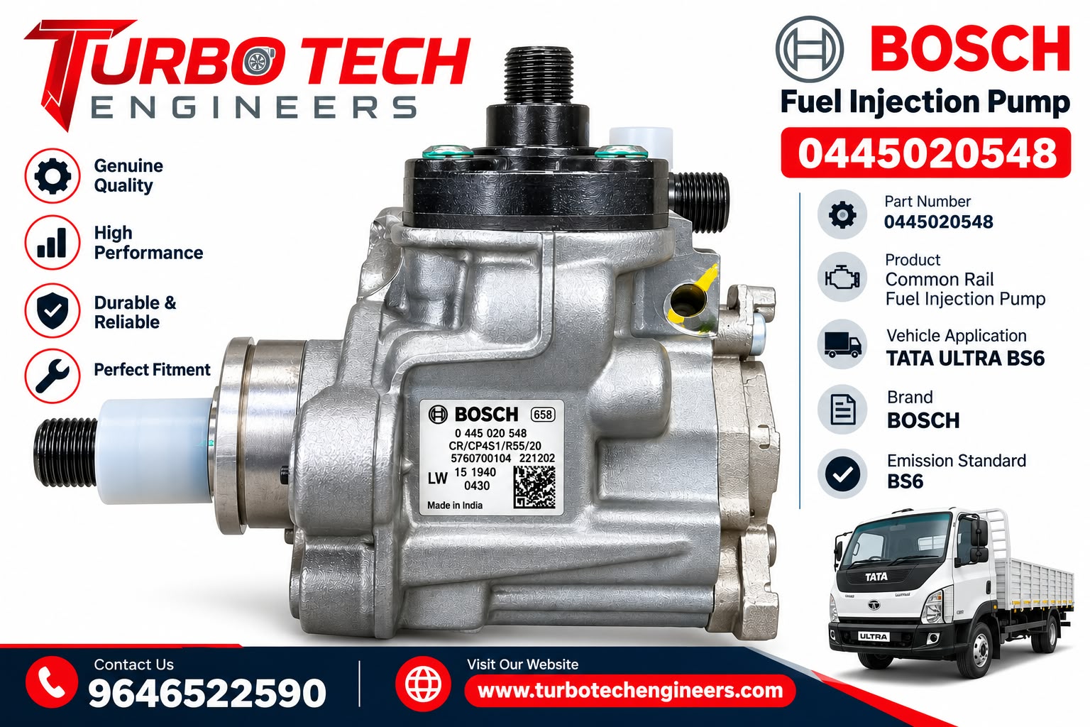 Bosch Common Rail Fuel Injection Pump 0445020548 – Tata Ultra BS6