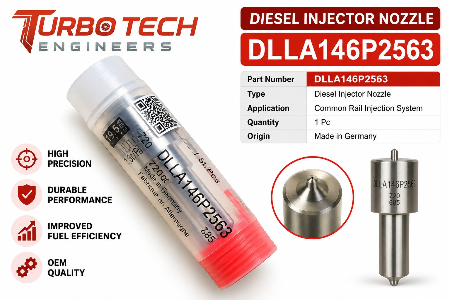 Bosch Common Rail Injector Nozzle DLLA146P2563 – Weichai