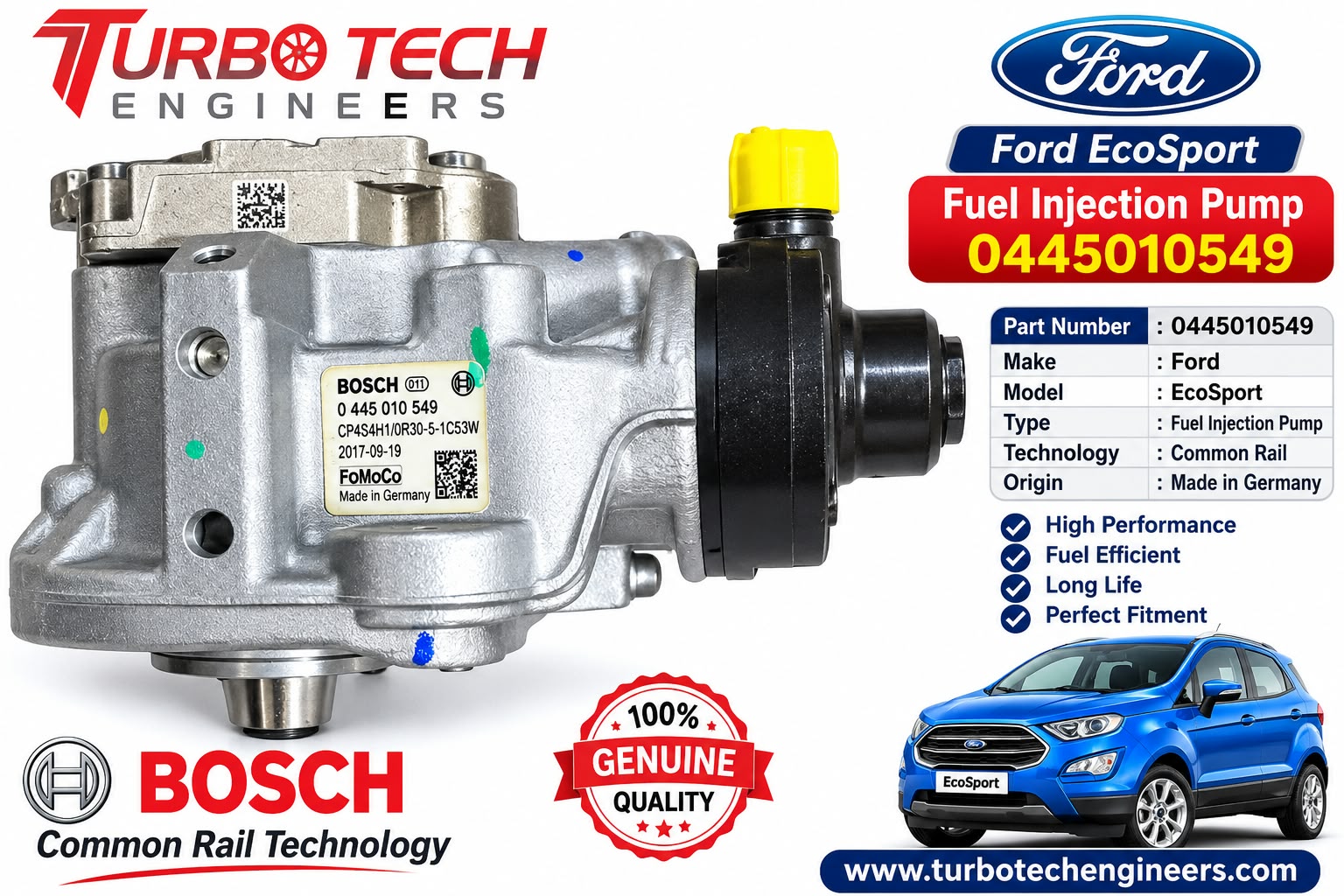 Bosch Common Rail Fuel Injection Pump 0445010549 – Ford EcoSport
