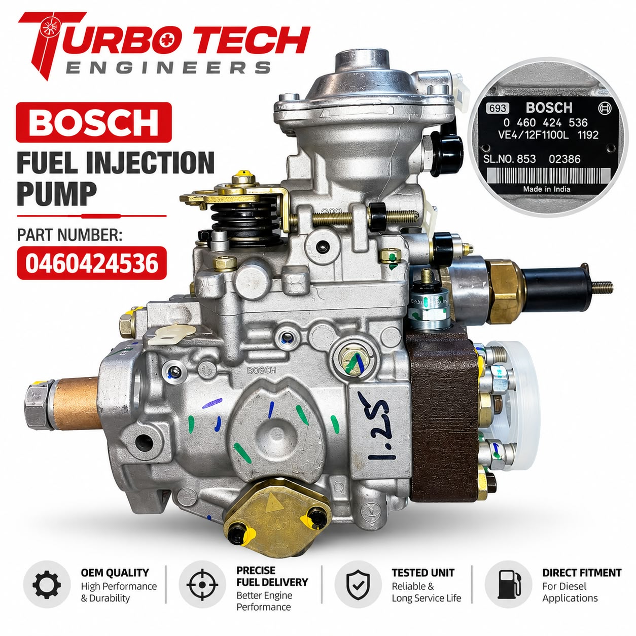 Bosch VE Mechanical Fuel Injection Pump 0460424536 – CASE 570ST