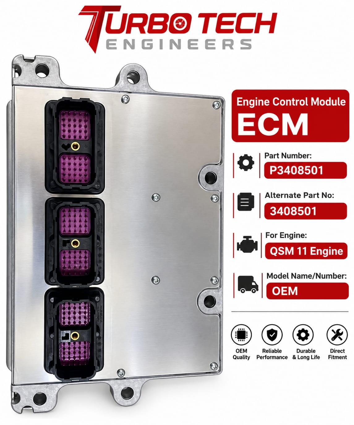 Cummins Engine Control Module (ECM) P3408501 / 3408501 – QSM11
