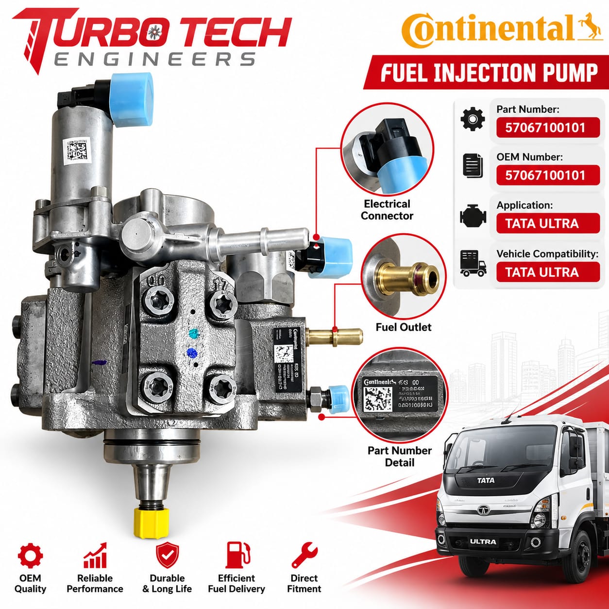 Continental Common Rail Fuel Injection Pump 57067100101 – Tata Ultra