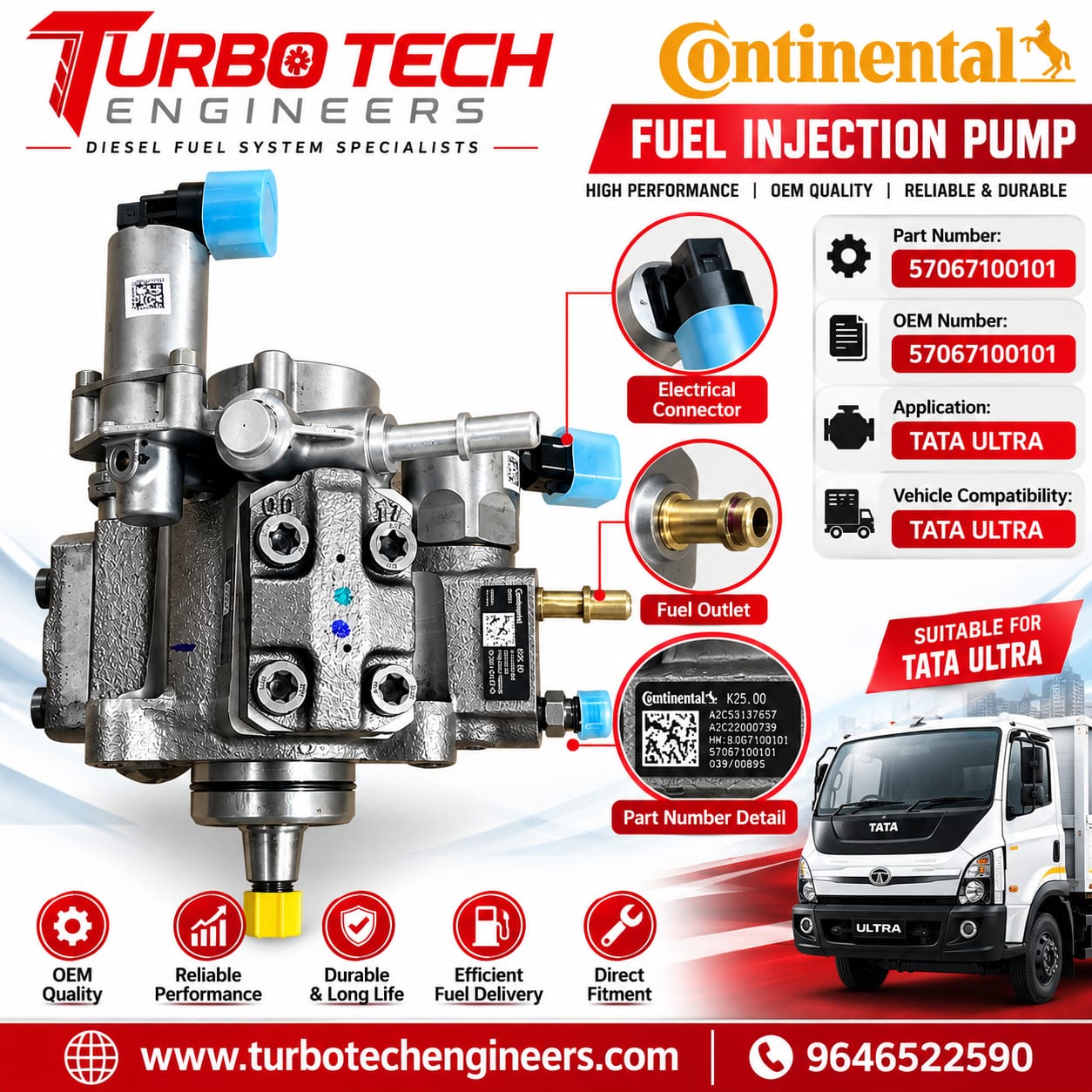 Continental Common Rail Fuel Injection Pump 57067100101 – Tata Ultra