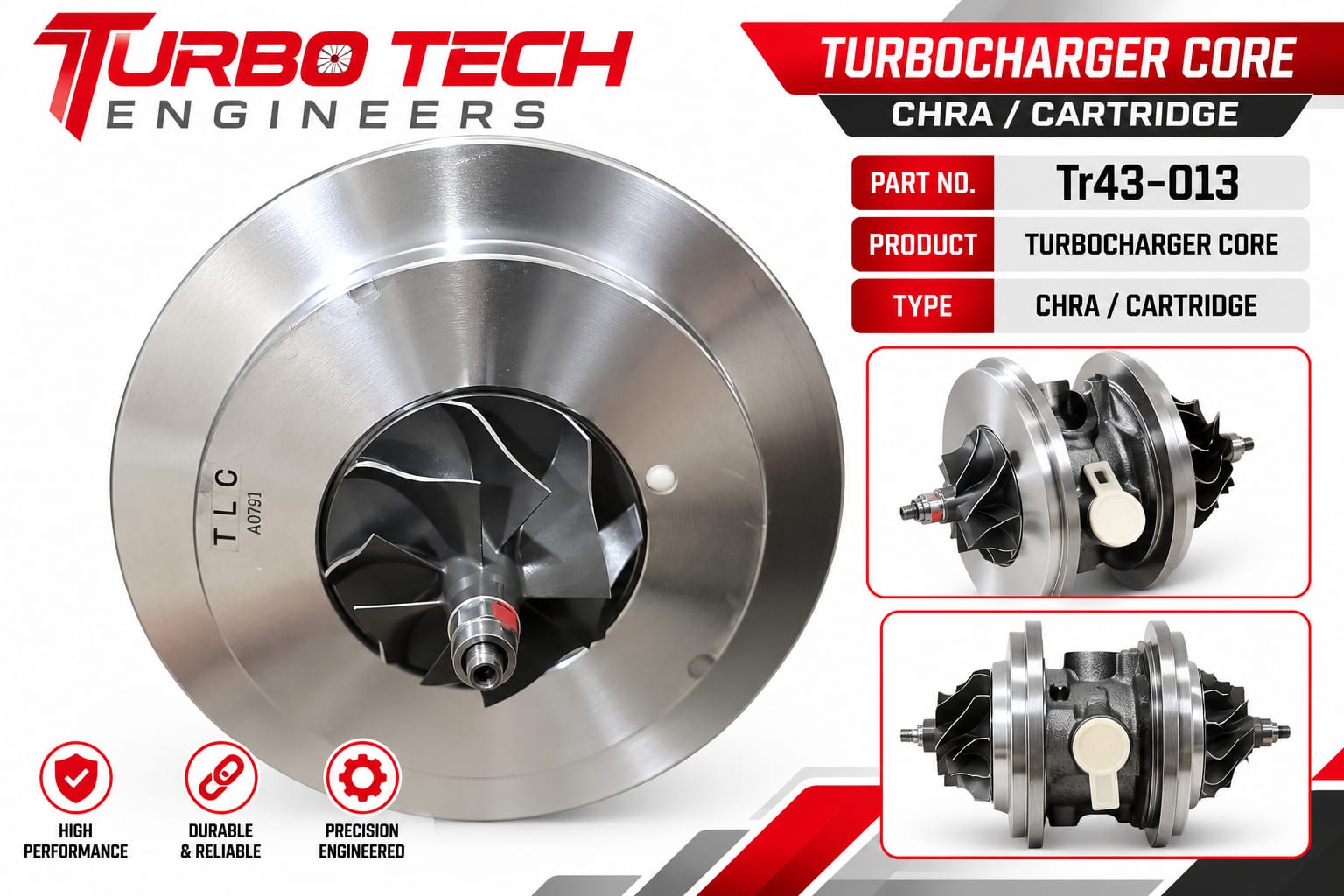 Turbocharger Core (CHRA) TR43-013 for Tata and Mahindra
