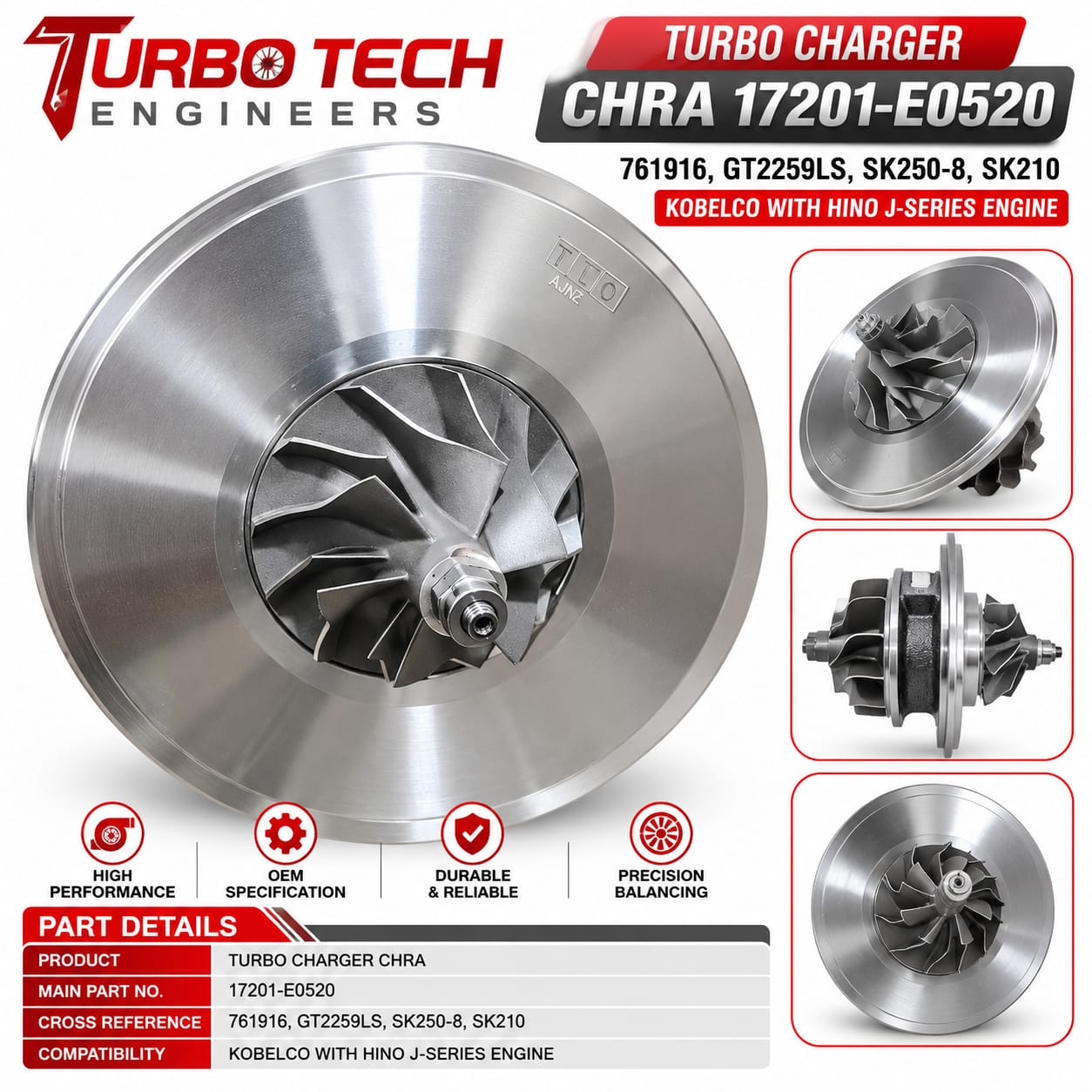 Turbocharger CHRA Cartridge Assembly – 17201-E0520